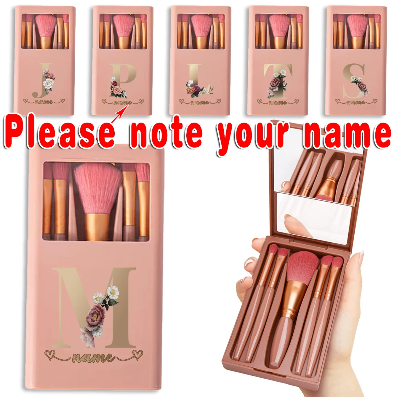 Customized Name 5Pcs Portable Makeup Brush Set With Mirror Cosmetic Brush Tool Kit Beauty Organizer Pocket Multifunctional Box
Customized Name 5Pcs Portable Makeup Brush Set With Mirror Cosmetic Brush Tool Kit Beauty Organizer Pocket Multifunctional Box