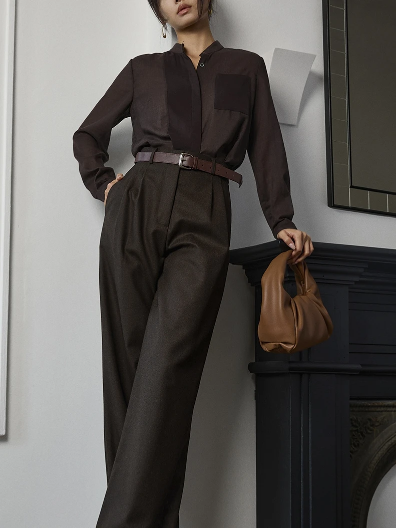 FANNIU Autumn Winter Woolen Straight Leg Casual Trousers mid High Waist Pleated Pure Color Simple Style Commute Series
FANNIU Autumn Winter Woolen Straight Leg Casual Trousers mid High Waist Pleated Pure Color Simple Style Commute Series