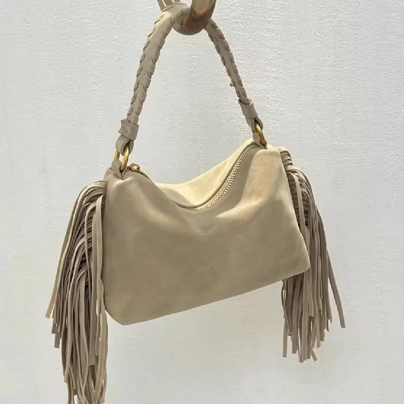Повседневная простая женская сумка-тоут из искусственной замши, бостонская сумка через плечо, модная осенняя элегантная сумка для покупок с песочной бахромой и кисточками
Повседневная простая женская сумка-тоут из искусственной замши, бостонская сумка через плечо, модная осенняя элегантная сумка для покупок с песочной бахромой и кисточками