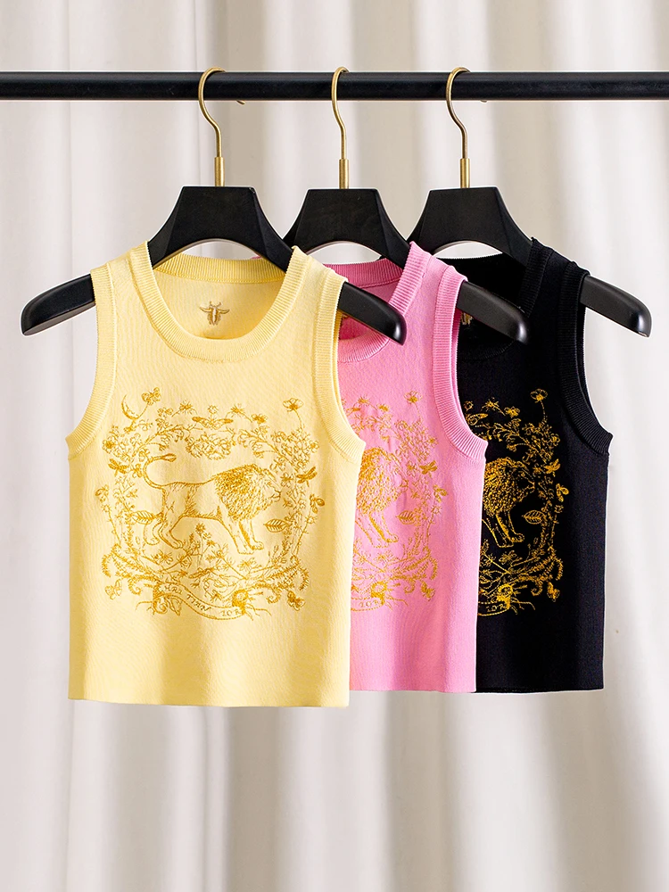 Heavy Embroidery Ice Silk Curved Bead Knitted Vest Women Summer Outdoor Wear Small Size Slimming Sleeveless Top Short Style
Heavy Embroidery Ice Silk Curved Bead Knitted Vest Women Summer Outdoor Wear Small Size Slimming Sleeveless Top Short Style