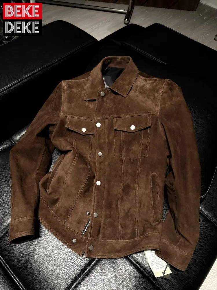 Luxury Mens Real Suede Leather Jacket Autumn Business Work Coat Spring Single Breasted Slim Fit Natural Suede Jacket Outerwear
Luxury Mens Real Suede Leather Jacket Autumn Business Work Coat Spring Single Breasted Slim Fit Natural Suede Jacket Outerwear