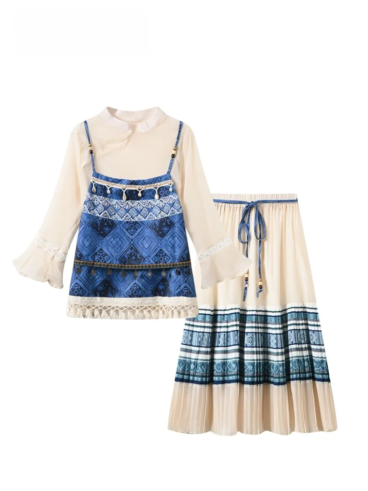 plus Size Women's Long Sleeve Set Dress Spring New Style Chinese Style Halter Top Skirt Three Piece Set Polyester Fiber
plus Size Women's Long Sleeve Set Dress Spring New Style Chinese Style Halter Top Skirt Three Piece Set Polyester Fiber