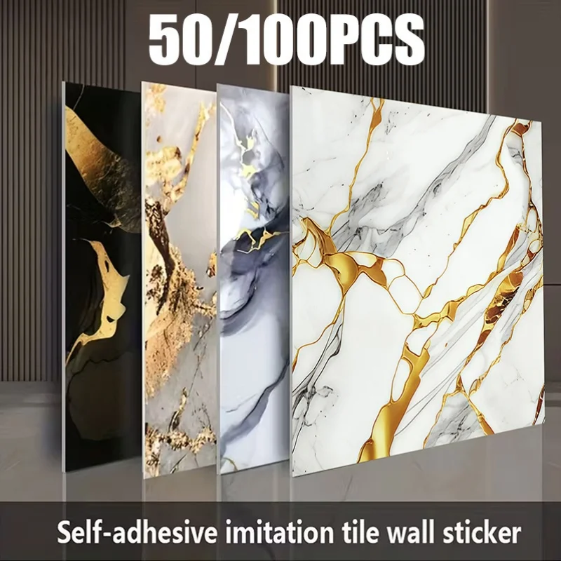 50/100pcs 11.8X11.8In Self-Adhesive Glossy Imitation Marble Tile for Wall Decoration, Wall Paper 3D Wall Panel, Decorative Tile for Hanging, Waterproof And Wallpaper for Bathroom And Kitchen And Easy to Clean
50/100pcs 11.8X11.8In Self-Adhesive Glossy Imitation Marble Tile for Wall Decoration, Wall Paper 3D Wall Panel, Decorative Tile for Hanging, Waterproof And Wallpaper for Bathroom And Kitchen And Easy to Clean
