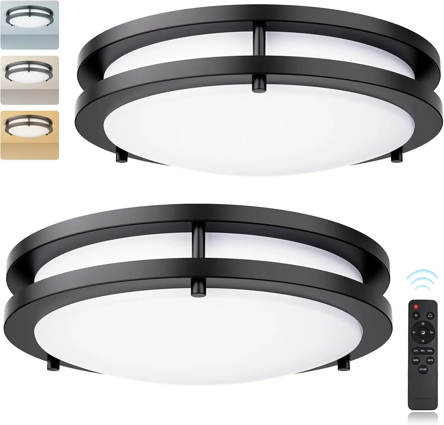 LED Ceiling Light with Remote 2 Pack, 13 Inch Flush Mount, 24W Dimmable 3000K-6000K, Adjustable Color Temperature for Kitchen Bedroom
LED Ceiling Light with Remote 2 Pack, 13 Inch Flush Mount, 24W Dimmable 3000K-6000K, Adjustable Color Temperature for Kitchen Bedroom