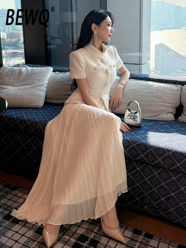 BEWQ Fashion Women 2 Pcs Set Commute Tweed Round Neck Short Sleeve Top Slim Fit Pleated Skirt Set Evening Party 2026 Spring New
BEWQ Fashion Women 2 Pcs Set Commute Tweed Round Neck Short Sleeve Top Slim Fit Pleated Skirt Set Evening Party 2026 Spring New