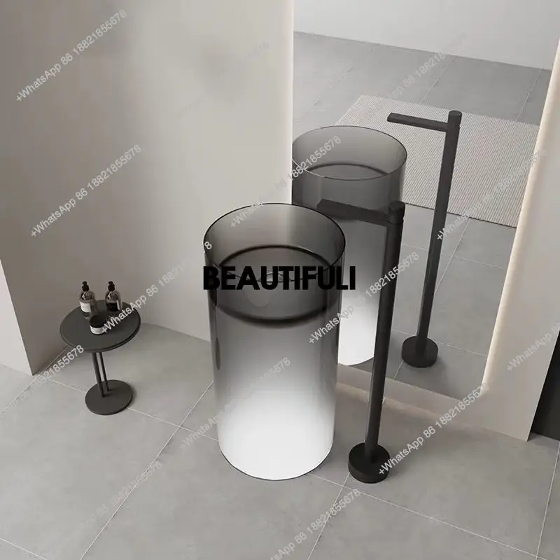 Light luxury floor standing colored resin column basin, transparent gradient color round washbasin, for hotel, bathroom
Light luxury floor standing colored resin column basin, transparent gradient color round washbasin, for hotel, bathroom