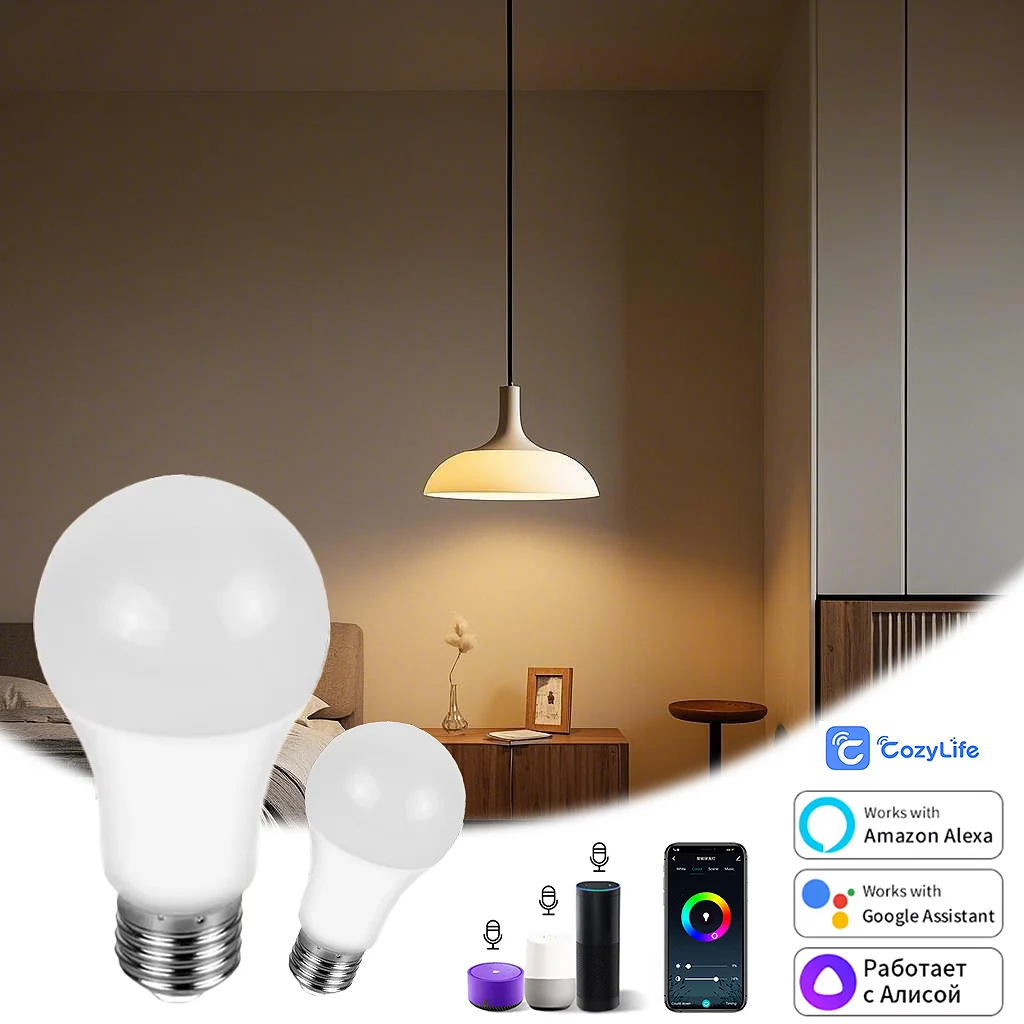 CozyLife WiFi Smart Bulb AC85-265V RGB Color Shifting CW WW Alexa Google Home Voice Control APP Timing Function E27 LED Bulb
CozyLife WiFi Smart Bulb AC85-265V RGB Color Shifting CW WW Alexa Google Home Voice Control APP Timing Function E27 LED Bulb