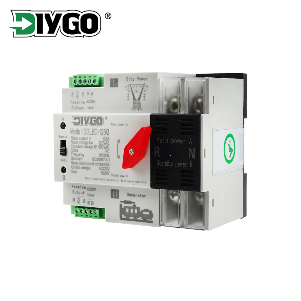 Single Phase Din Rail ATS 220V Automatic Transfer Electrical Selector Dual Power Switches Uninterrupted Power Generator 2P 125A
Single Phase Din Rail ATS 220V Automatic Transfer Electrical Selector Dual Power Switches Uninterrupted Power Generator 2P 125A