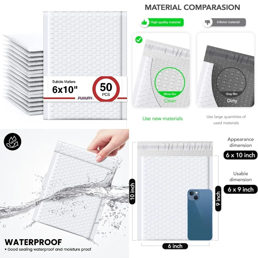 Bubble Mailers 6x10 Inch 50 Pack Padded Envelopes Usable Size 6x9" Thick Mailing Envelopes Bubble Opaque Padded Mailers Shippin
Bubble Mailers 6x10 Inch 50 Pack Padded Envelopes Usable Size 6x9" Thick Mailing Envelopes Bubble Opaque Padded Mailers Shippin