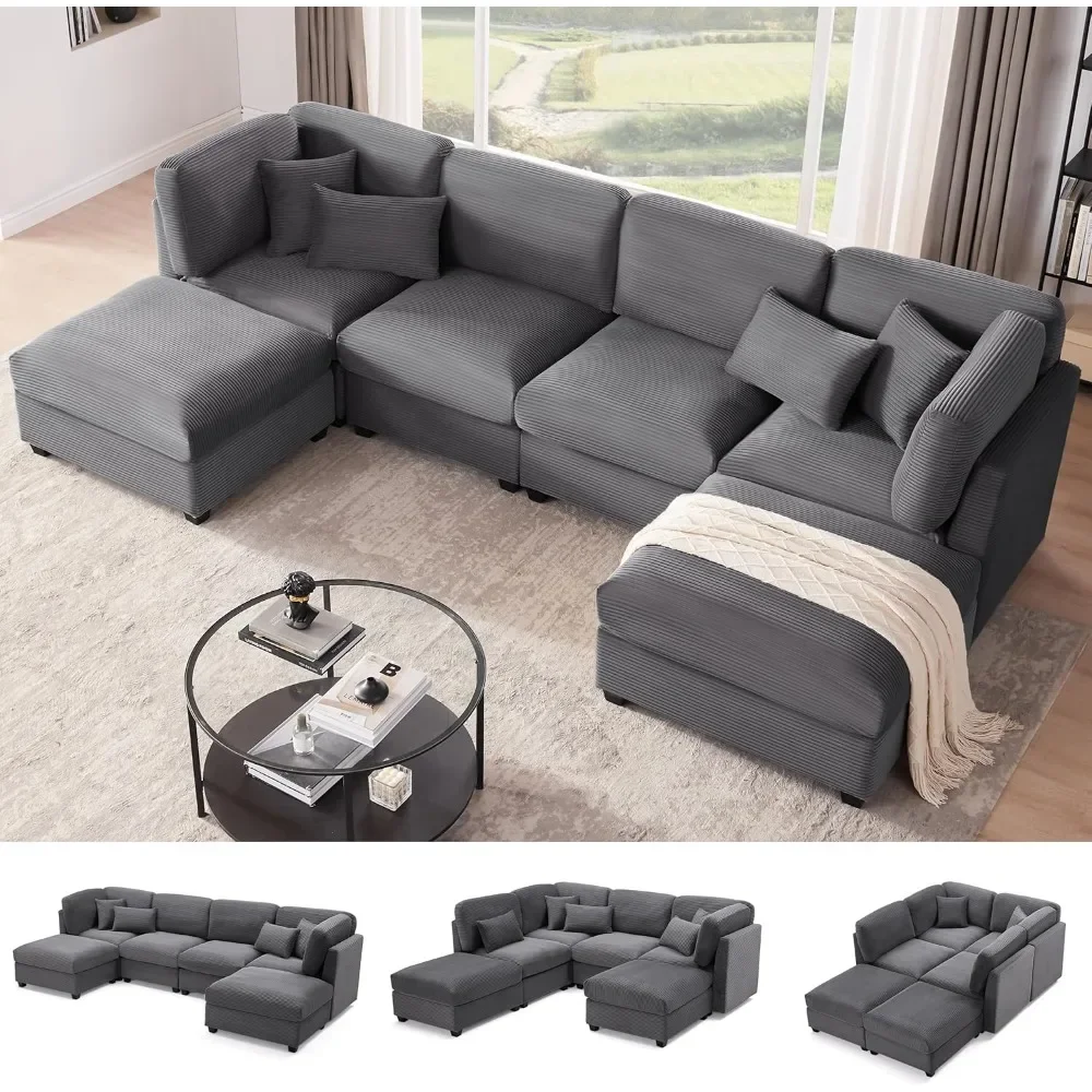 125 Inch Oversized Corduroy Modular Sectional Sofa, U Shaped Modular Couch with Storage, 6 Seat Convertible Corduroy Couch
125 Inch Oversized Corduroy Modular Sectional Sofa, U Shaped Modular Couch with Storage, 6 Seat Convertible Corduroy Couch