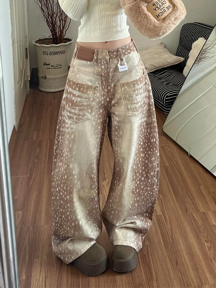 American High Street Deer Print Design Denim Pants Women Sexy Color Stitching Small Knife Long Trousers Trendy High Waist
American High Street Deer Print Design Denim Pants Women Sexy Color Stitching Small Knife Long Trousers Trendy High Waist