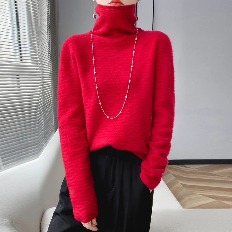 2023 New Fashion Turtleneck Thick Sweaters For Women 100% Pure Wool Knitting Jumpers Female Pullovers Woolen Clothes
2023 New Fashion Turtleneck Thick Sweaters For Women 100% Pure Wool Knitting Jumpers Female Pullovers Woolen Clothes
