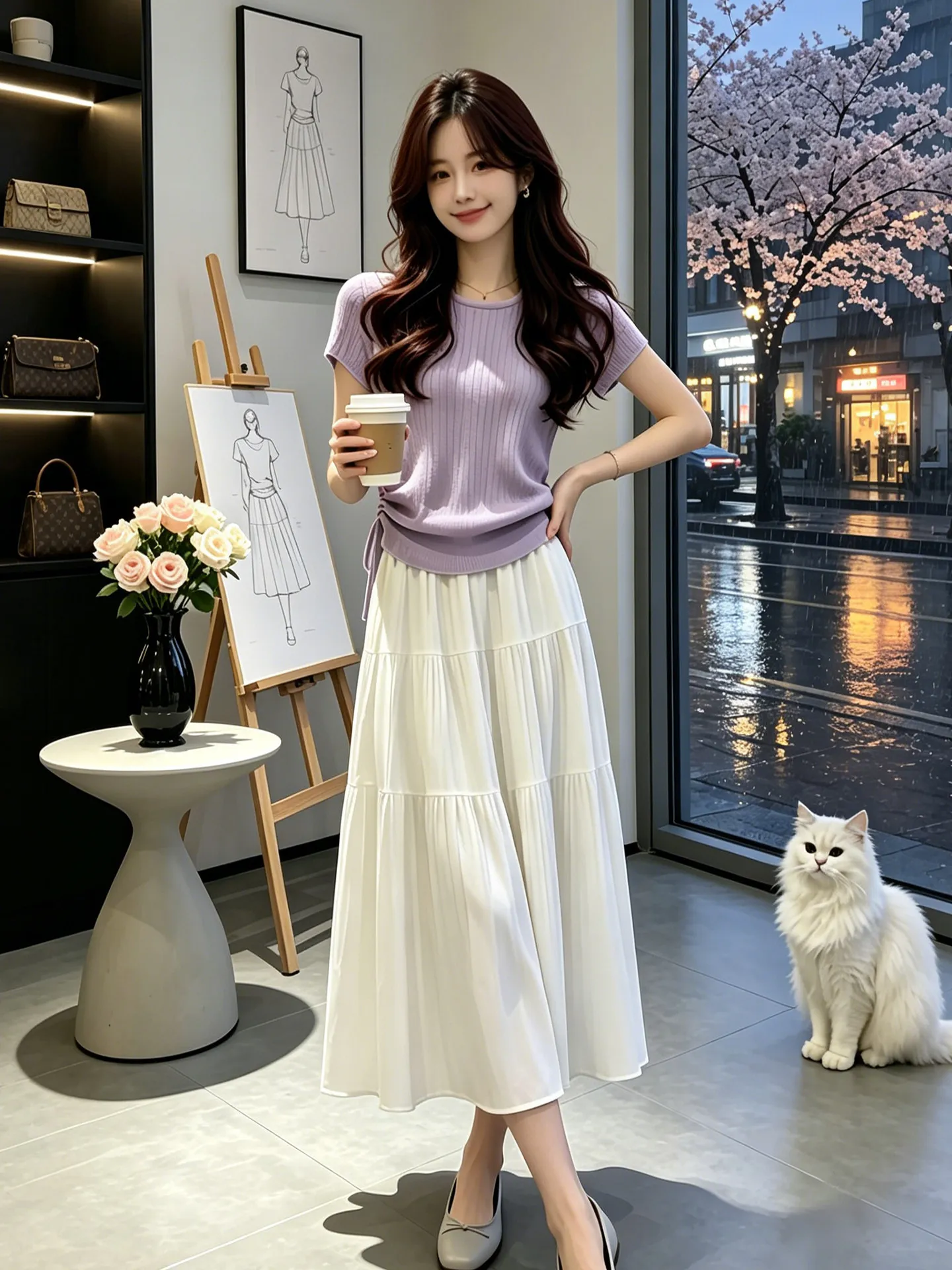 Unique Beautiful Purple Short Sleeve T-Shirt And White Skirt Two-Piece Set for Women Breathable Lightweight Summer Fashion
Unique Beautiful Purple Short Sleeve T-Shirt And White Skirt Two-Piece Set for Women Breathable Lightweight Summer Fashion