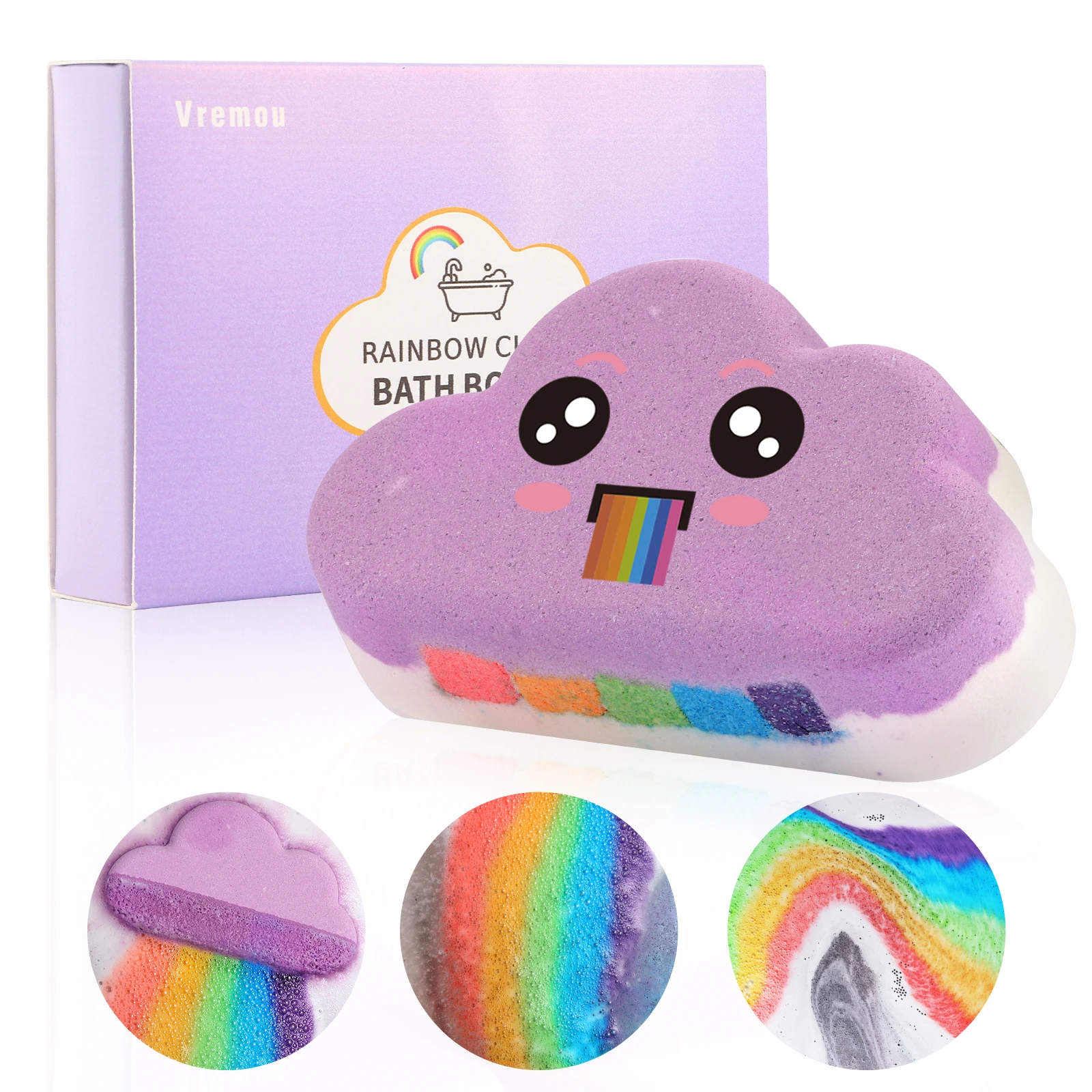 Purple Lavender Rainbow Bath Bombs, Moisturizing And Hydrating, Colorful Auspicious Cloud Visual Senses,Bath Holiday Gift 
Purple Lavender Rainbow Bath Bombs, Moisturizing And Hydrating, Colorful Auspicious Cloud Visual Senses,Bath Holiday Gift