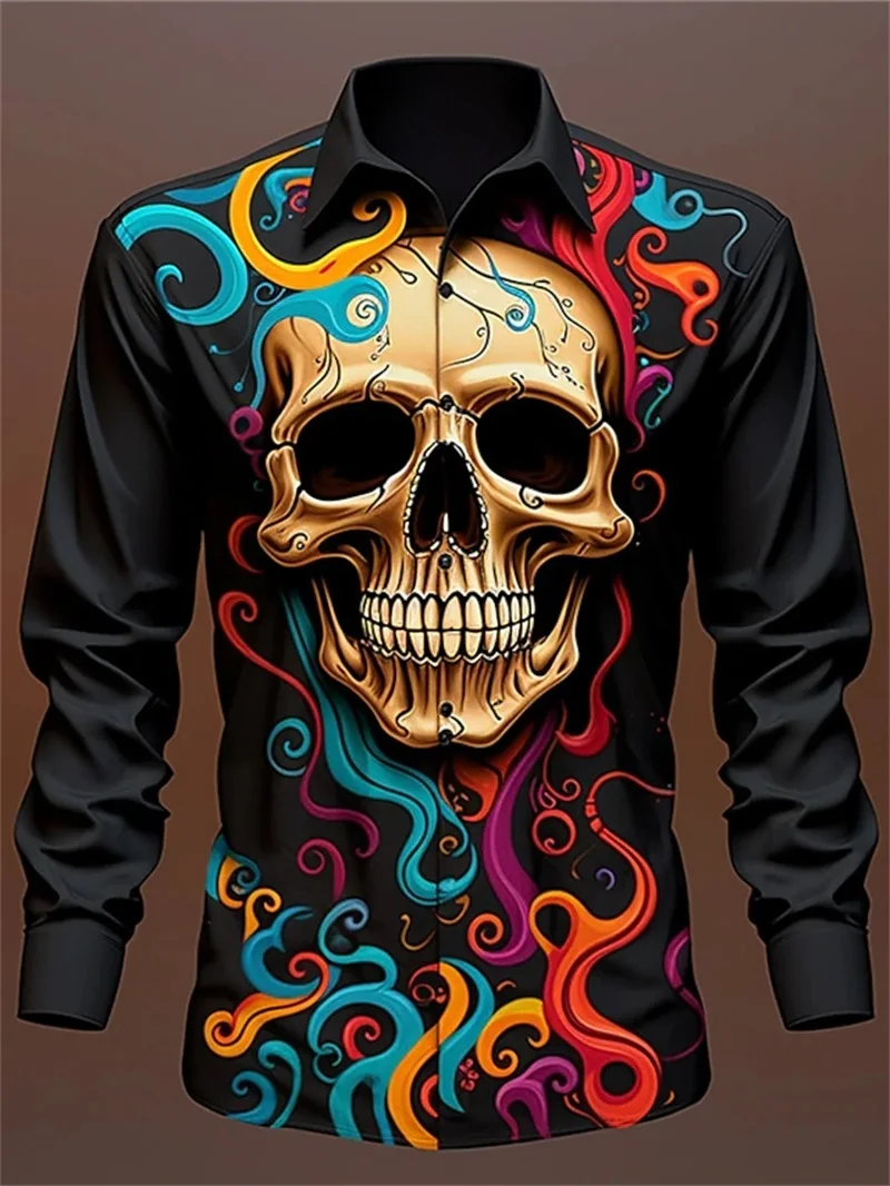 All Over Print Skull Vintage Gothic Shirt For Men Halloween Turndown Button Up Long Sleeve Shirts Blouse Mens Casual Tee Tops
All Over Print Skull Vintage Gothic Shirt For Men Halloween Turndown Button Up Long Sleeve Shirts Blouse Mens Casual Tee Tops