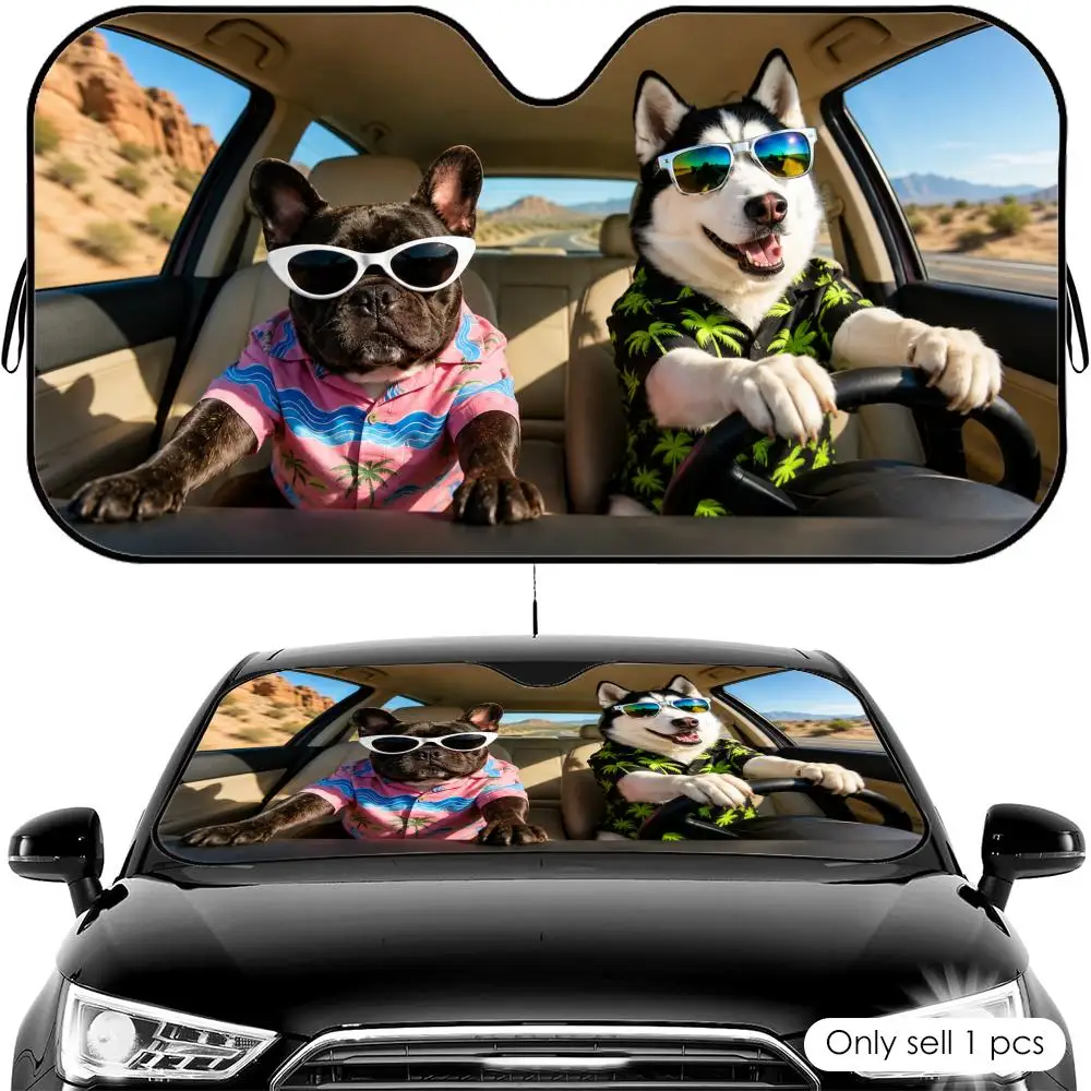 Husky and Frenchie Road Trip Sun Visor Car Front Windshield Shade UV Block Heat Shield Foldable Universal Fit Cover
Husky and Frenchie Road Trip Sun Visor Car Front Windshield Shade UV Block Heat Shield Foldable Universal Fit Cover