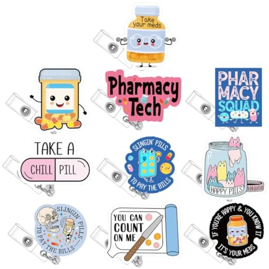Wavwavw 10 Pcs Pharmacy Badge Reel Funny Pharmacy Technician Gifts Nurse Badge Reel for Doctors Nurses Week Gift Supplies
Wavwavw 10 Pcs Pharmacy Badge Reel Funny Pharmacy Technician Gifts Nurse Badge Reel for Doctors Nurses Week Gift Supplies