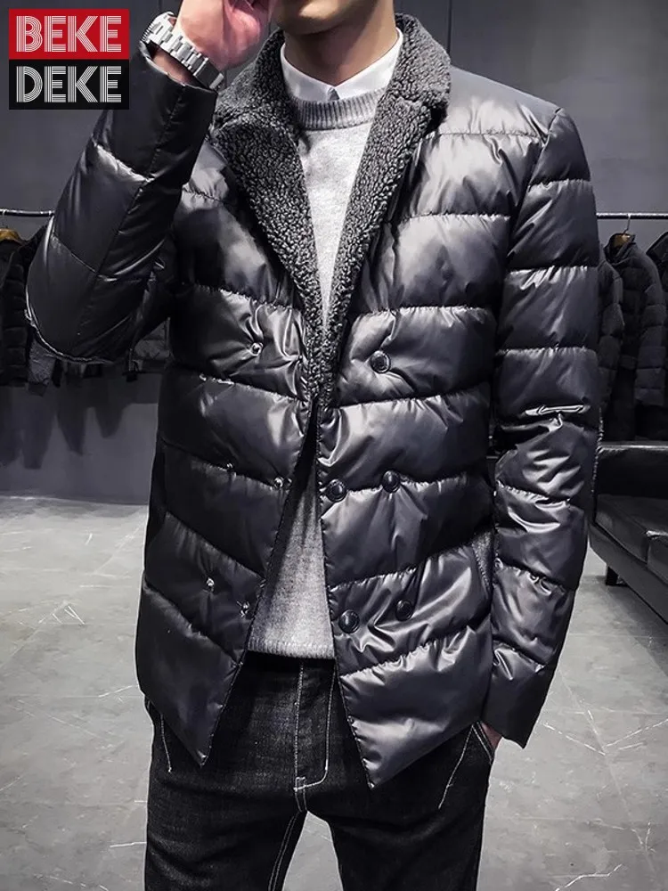 Business Men Winter Work Slim Fit Thick Warm White Duck Down Jacket Lapel Collar Double Breasted Suit Coat Fashion Overcoat 5XL
Business Men Winter Work Slim Fit Thick Warm White Duck Down Jacket Lapel Collar Double Breasted Suit Coat Fashion Overcoat 5XL