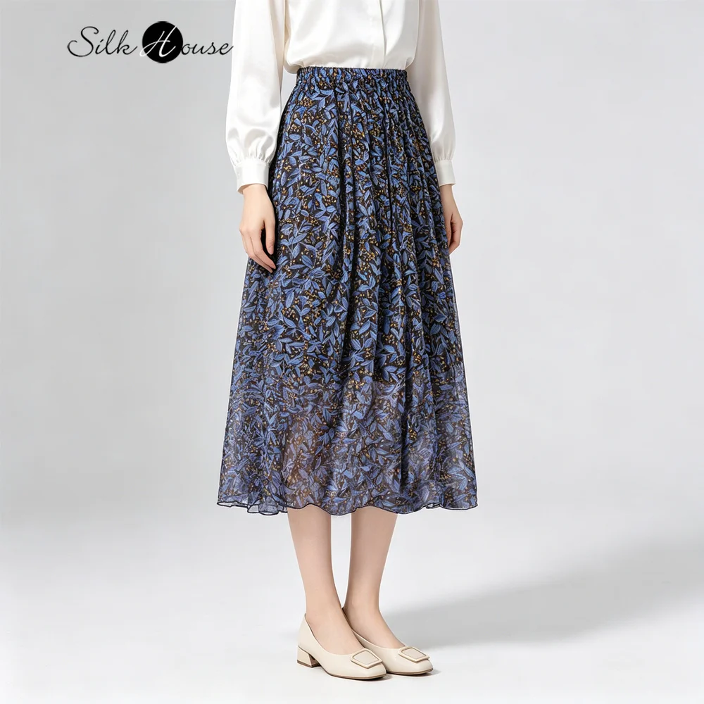 Dark Night Southern Sky Bamboo Print Vacation Style 100% Natural Mulberry Silk Georgette Elastic Waist Large Swing Elegant Skirt
Dark Night Southern Sky Bamboo Print Vacation Style 100% Natural Mulberry Silk Georgette Elastic Waist Large Swing Elegant Skirt