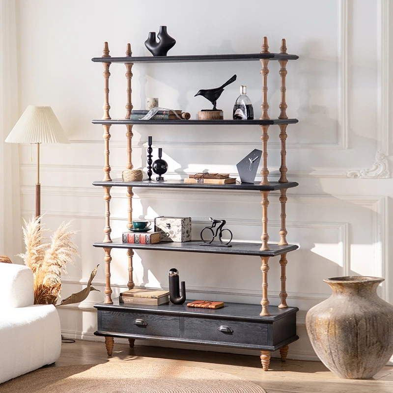 American retro floor bookshelf shelf living room solid wood multi-layer shelf creative flower stand storage rack
American retro floor bookshelf shelf living room solid wood multi-layer shelf creative flower stand storage rack