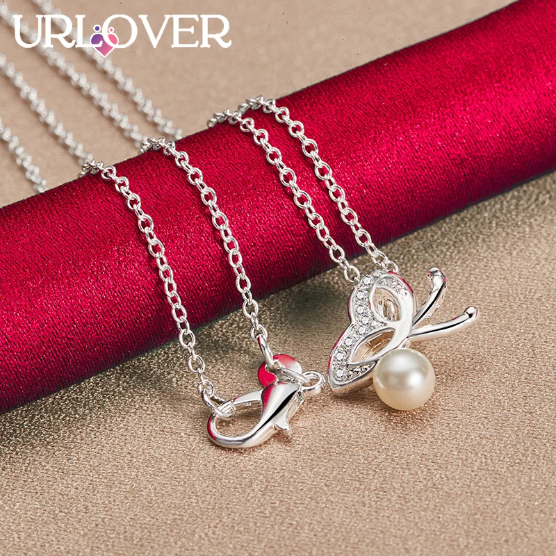 URLOVER 925 Sterling Silver Necklace For Woman Butterfly Zircon Crystal Pearl Pendant Necklace Fashion Party Wedding Jewelry
URLOVER 925 Sterling Silver Necklace For Woman Butterfly Zircon Crystal Pearl Pendant Necklace Fashion Party Wedding Jewelry