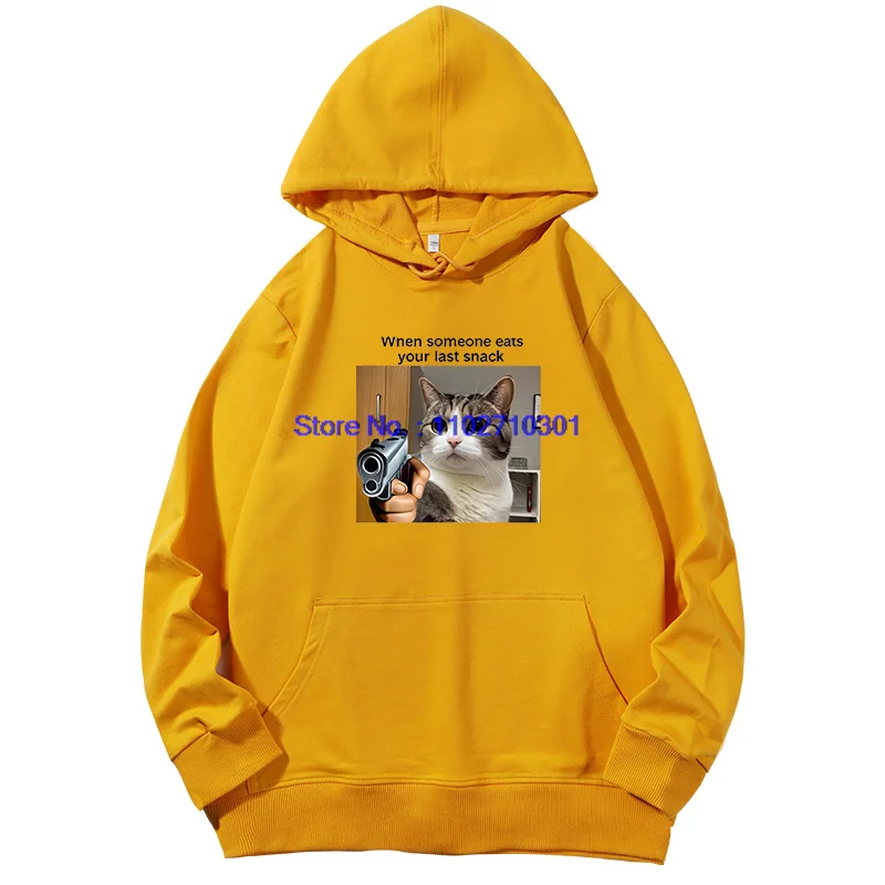 Толстовки с капюшоном с рисунком «Кот с пистолетом» и «Мема», когда кого-то, едят ваш последний закусок, свитер с длинными рукавами и принтом, пуловер, толстовки
Толстовки с капюшоном с рисунком «Кот с пистолетом» и «Мема», когда кого-то, едят ваш последний закусок, свитер с длинными рукавами и принтом, пуловер, толстовки
