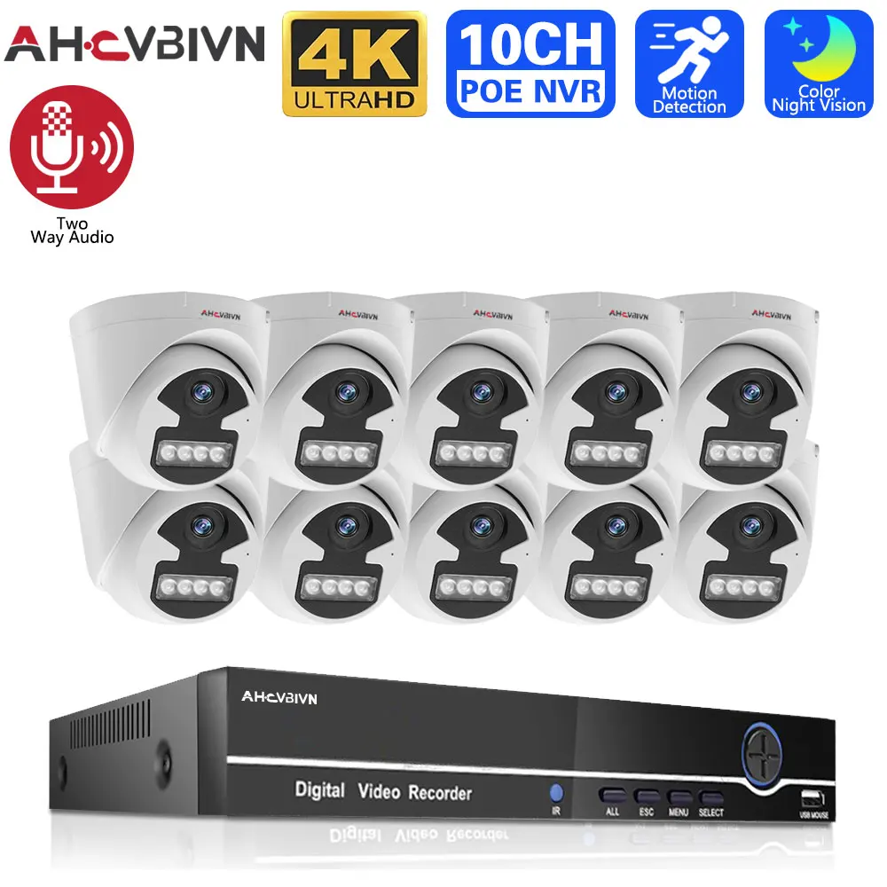 4K NVR Kit 8CH 10CH POE Camera System 8MP Full Color Night Vision Two way Audio IP Camera Outdoor Security Video Surveillance
4K NVR Kit 8CH 10CH POE Camera System 8MP Full Color Night Vision Two way Audio IP Camera Outdoor Security Video Surveillance