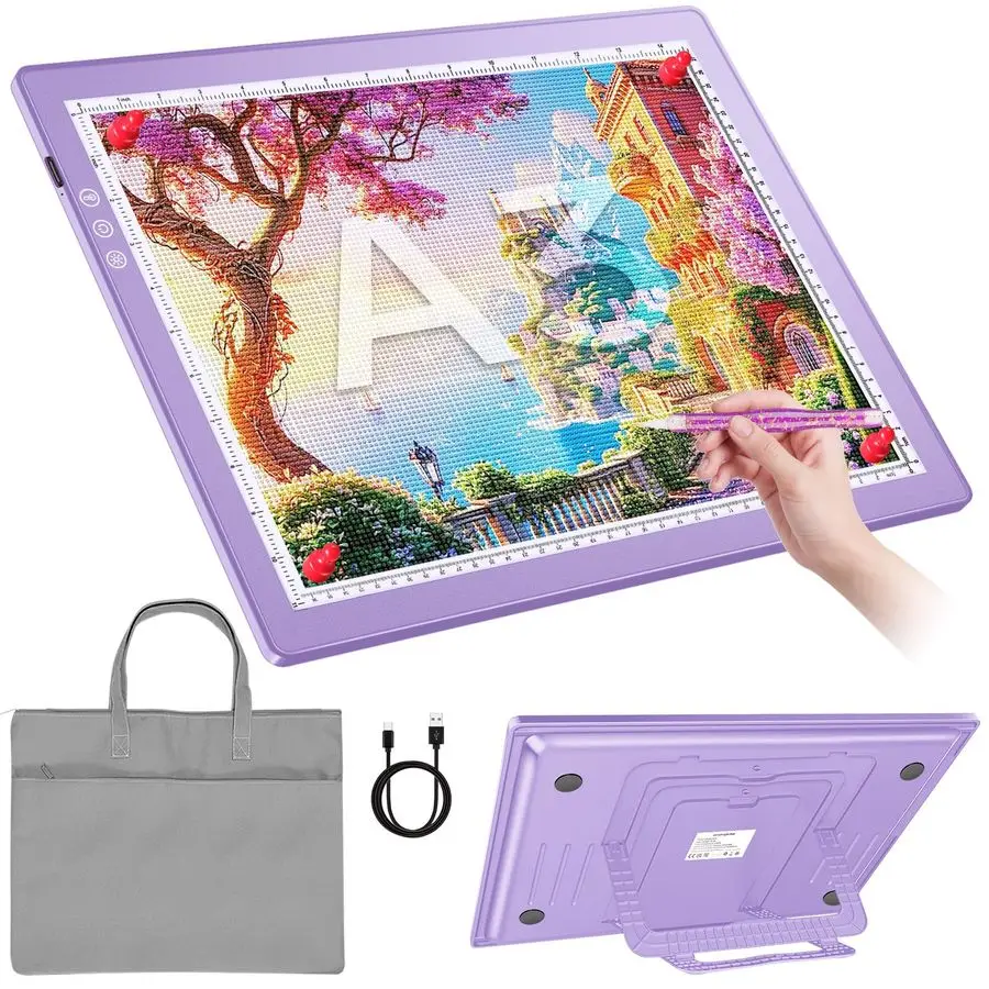 Перезаряжаемый световой короб A3 для алмазной живописи, светодиодный световой коврик с 8 регулируемыми углами и 3 цветовой температурой, 8 плавных затемнений, 2500 мА
Перезаряжаемый световой короб A3 для алмазной живописи, светодиодный световой коврик с 8 регулируемыми углами и 3 цветовой температурой, 8 плавных затемнений, 2500 мА