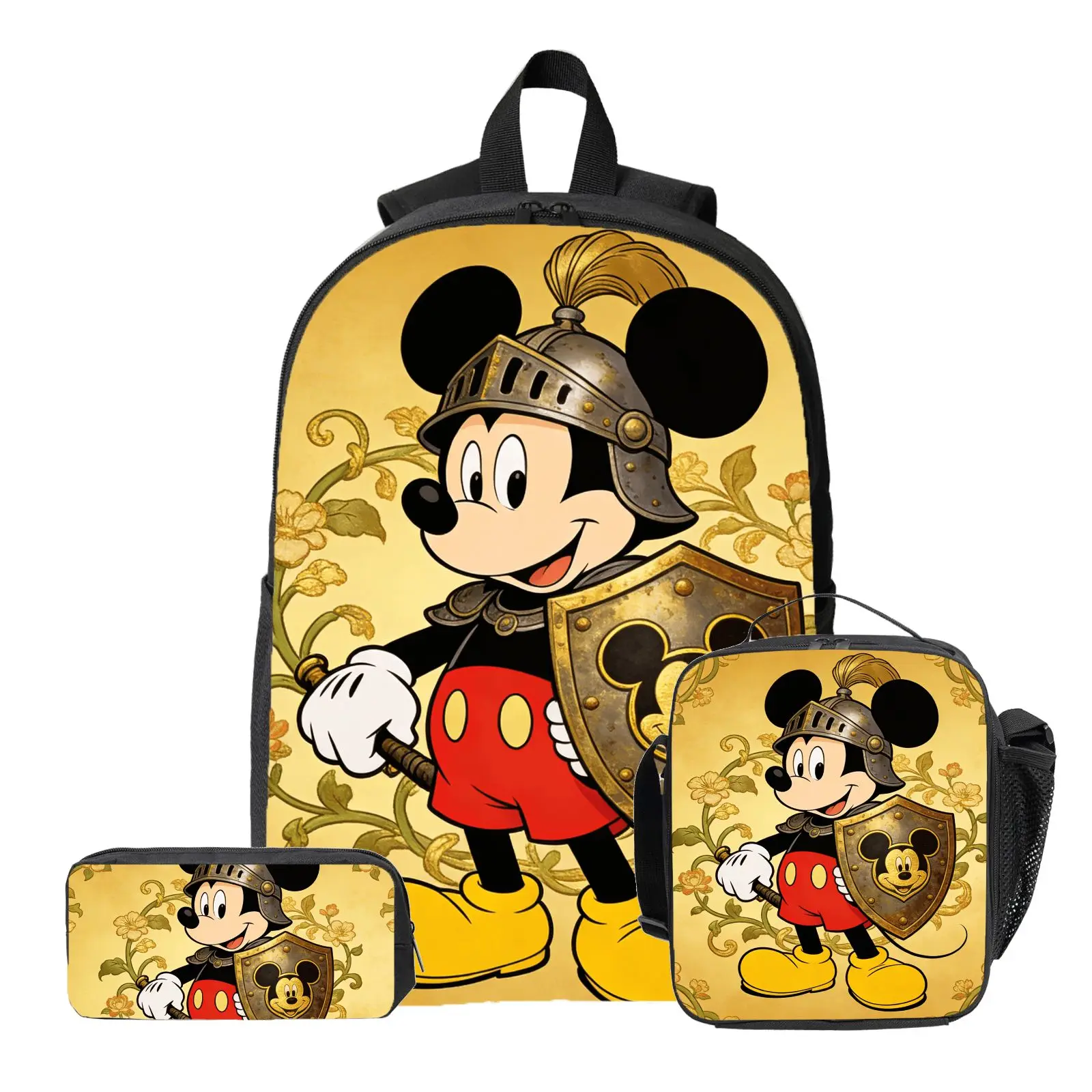 3pc Mickey Mouse knight image Theme Backpack, Pencil Case, Lunch Bag, High-Quality Cute Casual Shoulder Bag for Everyday Use
3pc Mickey Mouse knight image Theme Backpack, Pencil Case, Lunch Bag, High-Quality Cute Casual Shoulder Bag for Everyday Use