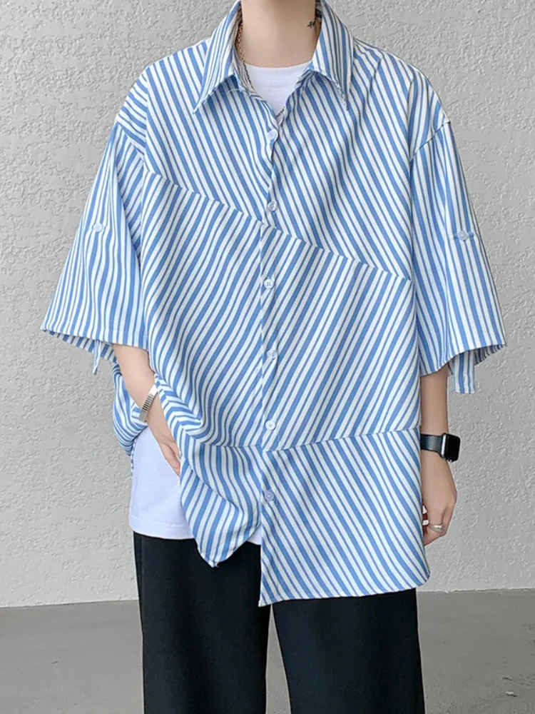 Мужская летняя тонкая свободная рубашка с коротким рукавом в сине-белую полоску, с отложным воротником, повседневная, для подростков
Мужская летняя тонкая свободная рубашка с коротким рукавом в сине-белую полоску, с отложным воротником, повседневная, для подростков