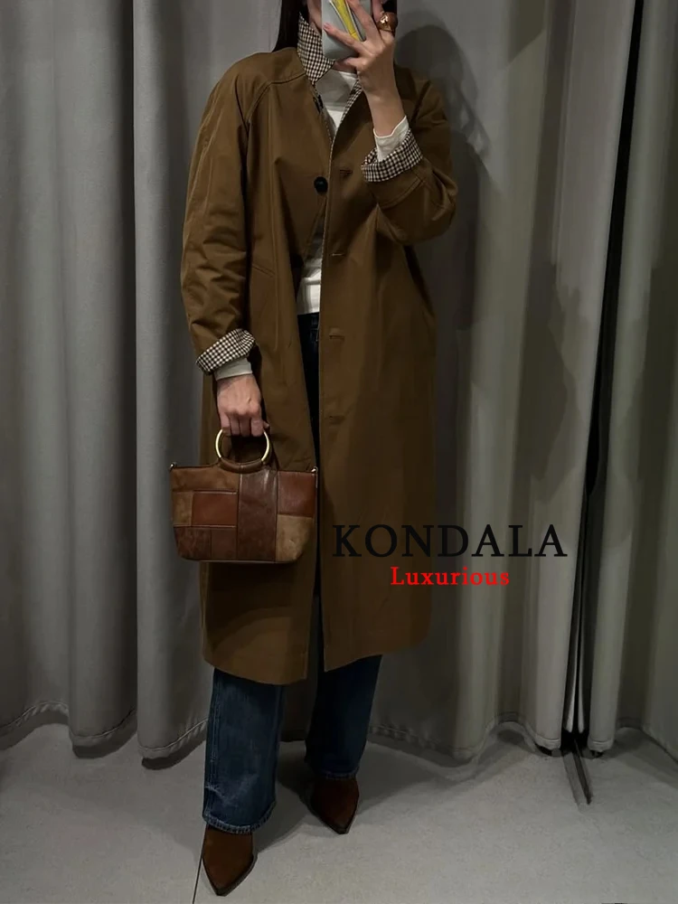 KONDALA Vintage Casual Chic Women Jackets Solid Single Breasted Turn-down Collar Long Coat Fashion 2025 Autumn Straight Coat
KONDALA Vintage Casual Chic Women Jackets Solid Single Breasted Turn-down Collar Long Coat Fashion 2025 Autumn Straight Coat