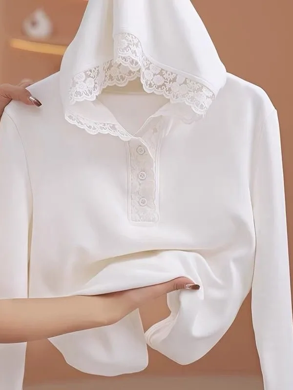 Elegant Large Size Women's Knitted Long Sleeve Lace Patchwork Hoodie Slimming High-End Feel Top Trendy Neck Sweatshirt
Elegant Large Size Women's Knitted Long Sleeve Lace Patchwork Hoodie Slimming High-End Feel Top Trendy Neck Sweatshirt