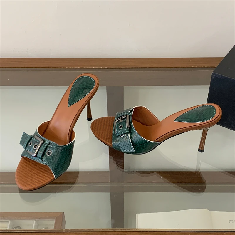 Eilyken New Fashion Buckle Strap Women Slippers Sexy Thin High Heels Banquet Party Pumps Summer Open Toe Slides Shoes
Eilyken New Fashion Buckle Strap Women Slippers Sexy Thin High Heels Banquet Party Pumps Summer Open Toe Slides Shoes
