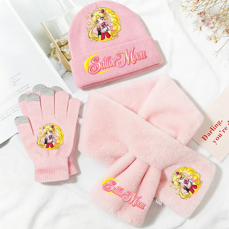 Sailor Moon Children Knitted Hat Scarf Gloves 3pcs Set Girl Kawaii Winter Beanie Cap Cute Muffler Mittens Neck Warmer Xmas Gift
Sailor Moon Children Knitted Hat Scarf Gloves 3pcs Set Girl Kawaii Winter Beanie Cap Cute Muffler Mittens Neck Warmer Xmas Gift