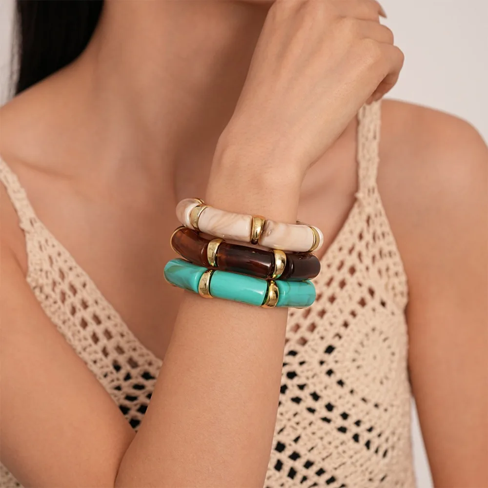 Exquisite Retro Smudge Acrylic Bracelet Simple Elegant Bamboo Elastic Bangle Fashion Geometric Vintage Maillard Hand Ring Women
Exquisite Retro Smudge Acrylic Bracelet Simple Elegant Bamboo Elastic Bangle Fashion Geometric Vintage Maillard Hand Ring Women