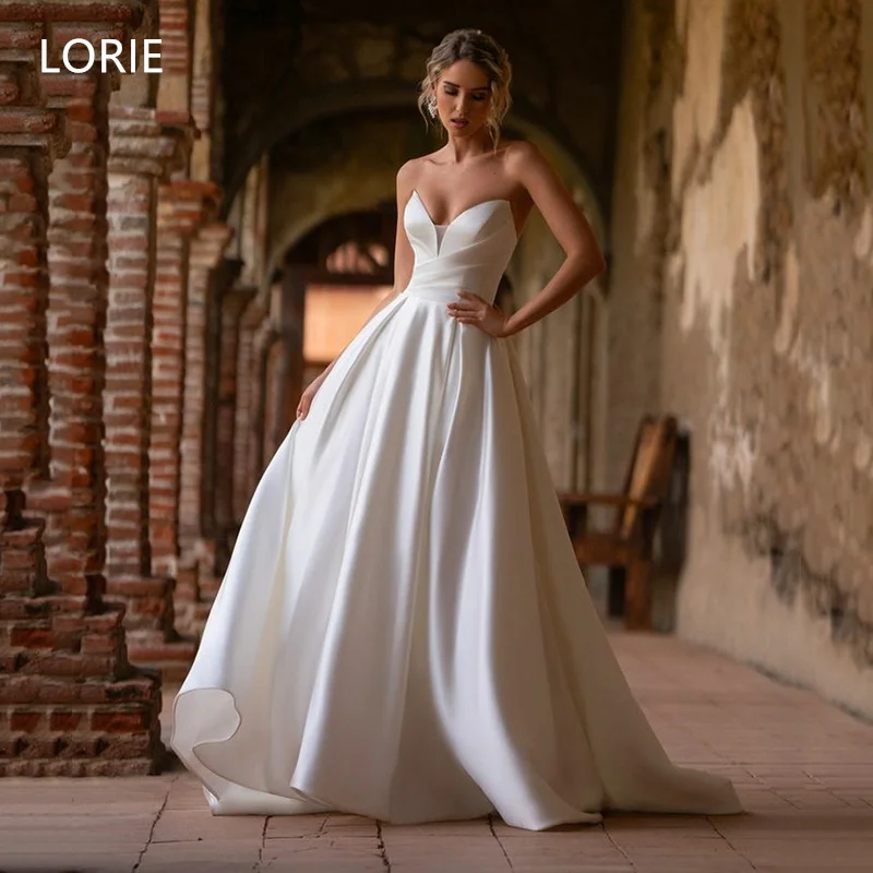 LORIE Satin A-line Sweetheart Wedding Dress vestidos de novia Bridal Gowns Strapless Backless Wedding Gown Customized 2025
LORIE Satin A-line Sweetheart Wedding Dress vestidos de novia Bridal Gowns Strapless Backless Wedding Gown Customized 2025