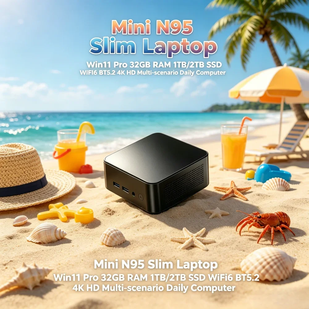 Mini N95 Slim Laptop Win11 Pro 32GB RAM 1TB/2TB SSD WiFi6 BT5.2 4K HD Multi-scenario Daily Computer
Mini N95 Slim Laptop Win11 Pro 32GB RAM 1TB/2TB SSD WiFi6 BT5.2 4K HD Multi-scenario Daily Computer