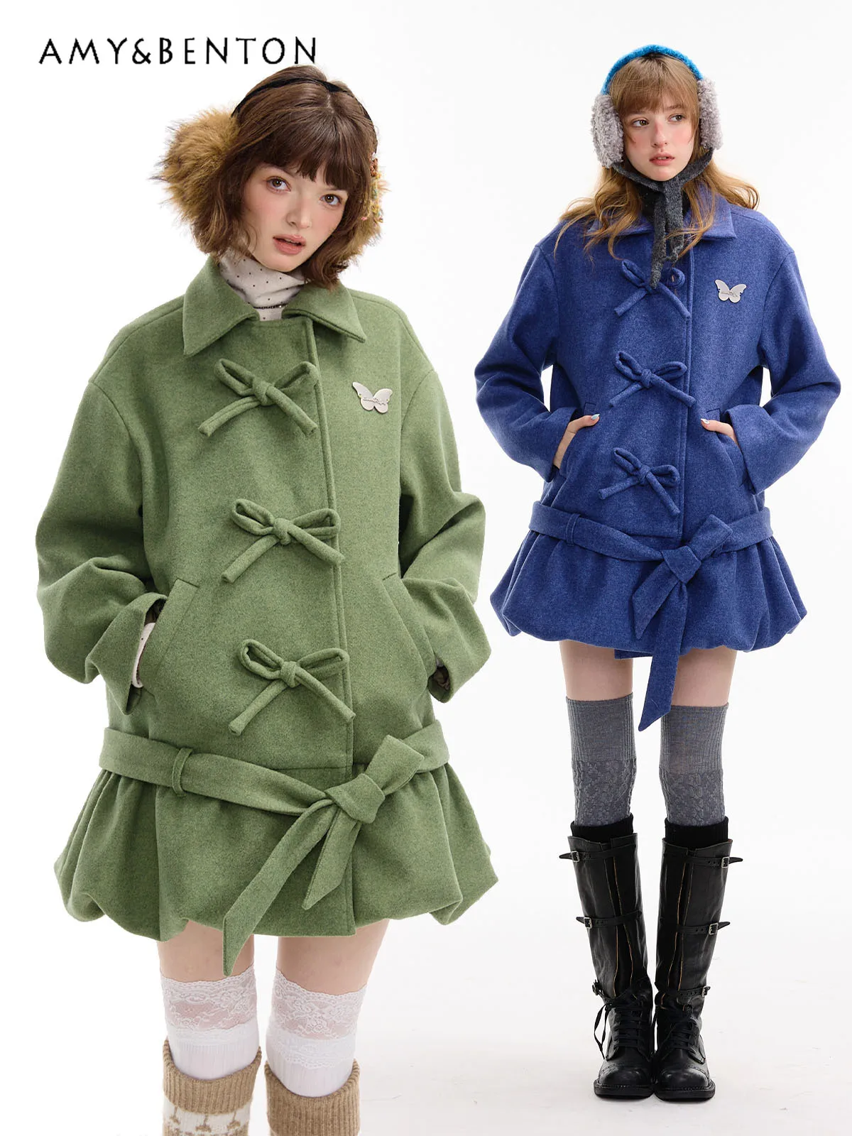 2025 Autumn Winter New American Retro Design Women's Bow Belt Design Loose Casual Mid-Length Green Blue Wool Coat
2025 Autumn Winter New American Retro Design Women's Bow Belt Design Loose Casual Mid-Length Green Blue Wool Coat