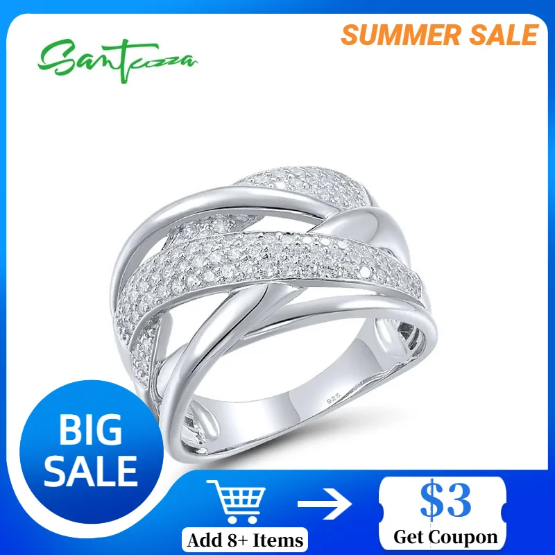 SANTUZZA Genuine 925 Sterling Silver Rings For Women Sparkling White Cubic Zirconia Charming Gorgeous Modern Fine Chic Jewelry
SANTUZZA Genuine 925 Sterling Silver Rings For Women Sparkling White Cubic Zirconia Charming Gorgeous Modern Fine Chic Jewelry