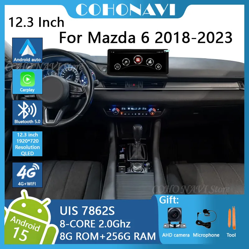 QLED 12.3 Inch Car Radio For Mazda 6 2018-2023, Oct-Core Dual System Android 15, 8G+256G, 4G GPS Navigation Multimedia Player
QLED 12.3 Inch Car Radio For Mazda 6 2018-2023, Oct-Core Dual System Android 15, 8G+256G, 4G GPS Navigation Multimedia Player
