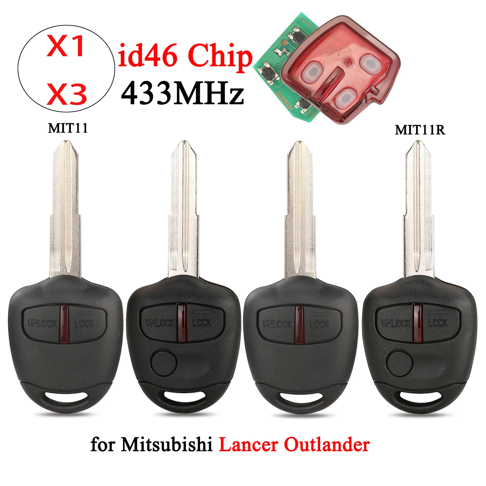 jingyuqin X1 X3 434MHZ ID46 Chip Remote Control Car Key Fob For Mitsubishi Lancer Outlander Shogun Pajero MIT11 MIT11R Blade
jingyuqin X1 X3 434MHZ ID46 Chip Remote Control Car Key Fob For Mitsubishi Lancer Outlander Shogun Pajero MIT11 MIT11R Blade