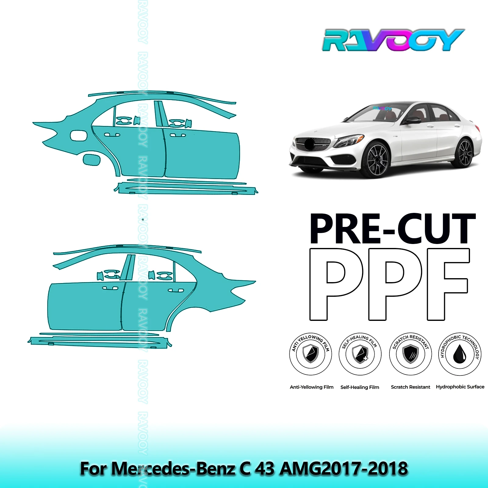 For Mercedes-Benz C 43 AMG2017-2018 8.5mil Clear Matte Pre-Cut PPF Door & A/B Pillar Kit TPU Paint Protection Film Set
For Mercedes-Benz C 43 AMG2017-2018 8.5mil Clear Matte Pre-Cut PPF Door & A/B Pillar Kit TPU Paint Protection Film Set