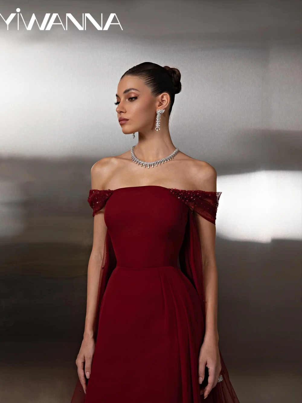 Burgundy Beaded Appliques Evening Dress Off Shoulder Elegant Wedding Party Gown Customized Straight Long Banquet Party Gowns
Burgundy Beaded Appliques Evening Dress Off Shoulder Elegant Wedding Party Gown Customized Straight Long Banquet Party Gowns