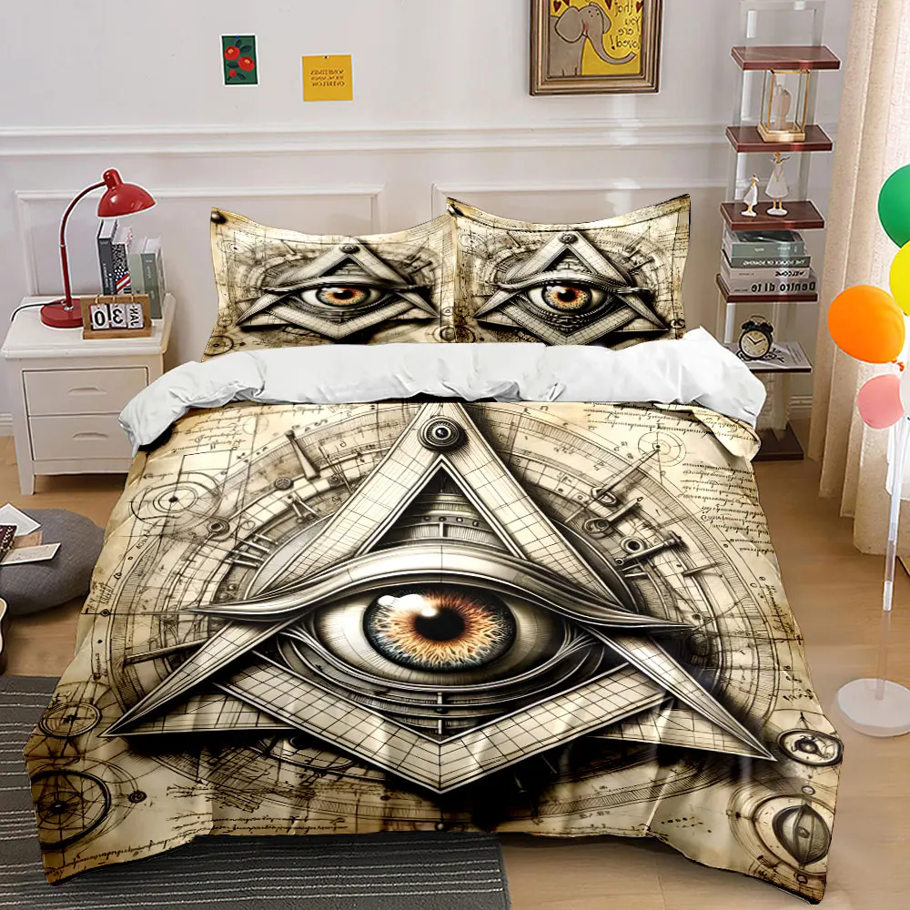 All-seeing eye with geometric symbols Pattern Duvet Cover Set Digital Print Colorful Polyester Bedding with Zipper Closur
All-seeing eye with geometric symbols Pattern Duvet Cover Set Digital Print Colorful Polyester Bedding with Zipper Closur