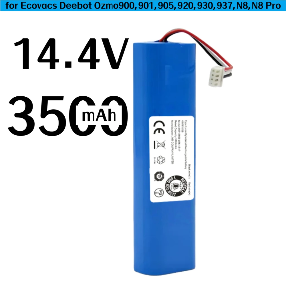 Сменный литий-ионный аккумулятор 14,4 В, 3500 мАч для робота-пылесоса Ecovacs Deebot N8 Ozmo 900 901 905 920 930.
Сменный литий-ионный аккумулятор 14,4 В, 3500 мАч для робота-пылесоса Ecovacs Deebot N8 Ozmo 900 901 905 920 930.