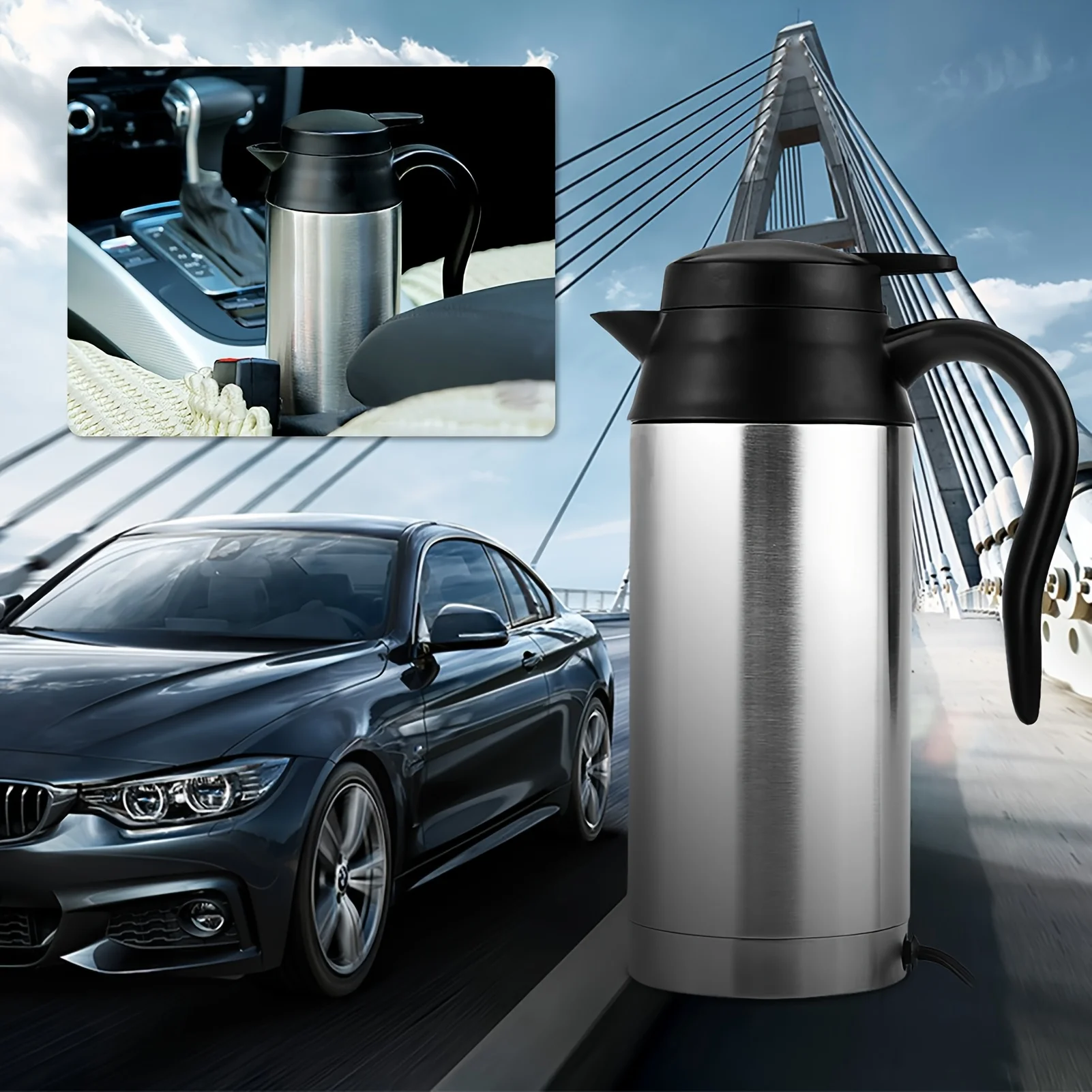 Car Electric Kettle, 25.36oz Capacity Sealed Lid 304 Stainless Steel Car Electric Mug Heater, Suitable for Most Car Cup Holders,
Car Electric Kettle, 25.36oz Capacity Sealed Lid 304 Stainless Steel Car Electric Mug Heater, Suitable for Most Car Cup Holders,