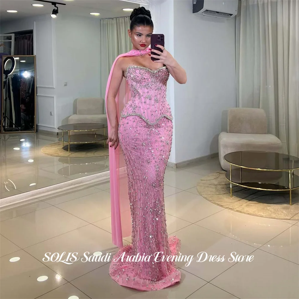 SOLIS Pink Evening Dress Strapless Formal Gown Draped Neck Scarf Night Dresses Full Beaded Bodice Prom Dresses Luxury Customized
SOLIS Pink Evening Dress Strapless Formal Gown Draped Neck Scarf Night Dresses Full Beaded Bodice Prom Dresses Luxury Customized