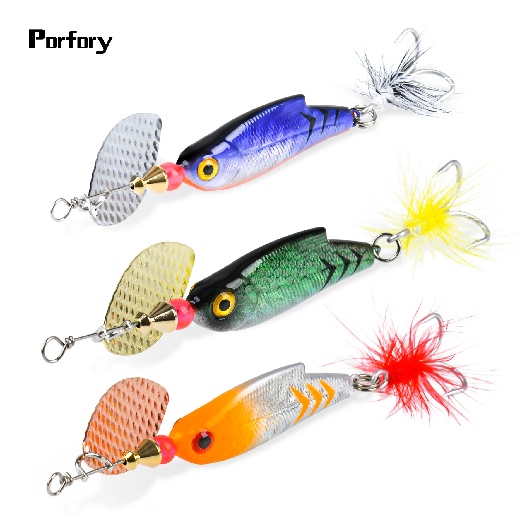 Porfory KB02 1PCS Spoon Sequins Wobblers Bass Pesca With Feather Hooks 25g Metal Hard Bait Rotating Spinner Fishing Lure
Porfory KB02 1PCS Spoon Sequins Wobblers Bass Pesca With Feather Hooks 25g Metal Hard Bait Rotating Spinner Fishing Lure