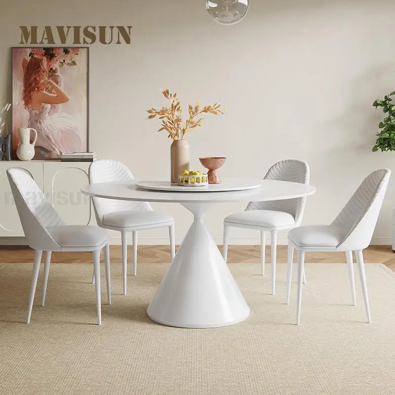 Nordic Minimalist Style Dining Table With Turntable White Rock Slab Tabletop Stable Designer Base Modern Round Table For Kitchen
Nordic Minimalist Style Dining Table With Turntable White Rock Slab Tabletop Stable Designer Base Modern Round Table For Kitchen
