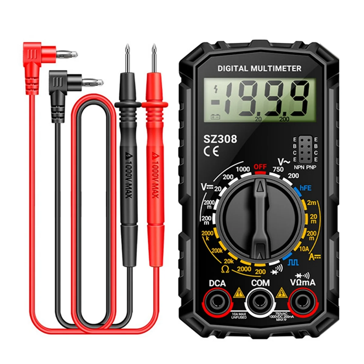 B50C SZ308 Digital Multimeter Voltage Resistance Meter AC/DC Current Meter Electrician LCD Backlight Ohm Square Wave Test B
B50C SZ308 Digital Multimeter Voltage Resistance Meter AC/DC Current Meter Electrician LCD Backlight Ohm Square Wave Test B